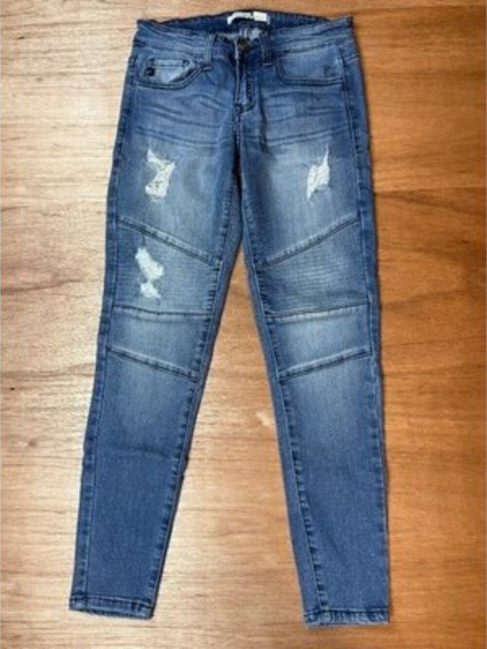 KanCan Moto Skinny Jeans Distressed Medium Wash Size 24
